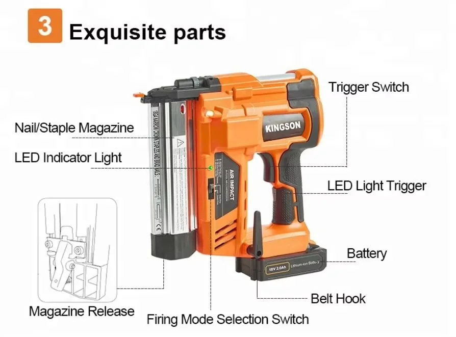 2025 NEW Professional Electric Nail Cordless Multi Purpose Finishing Nailer 21V Lithium Battery