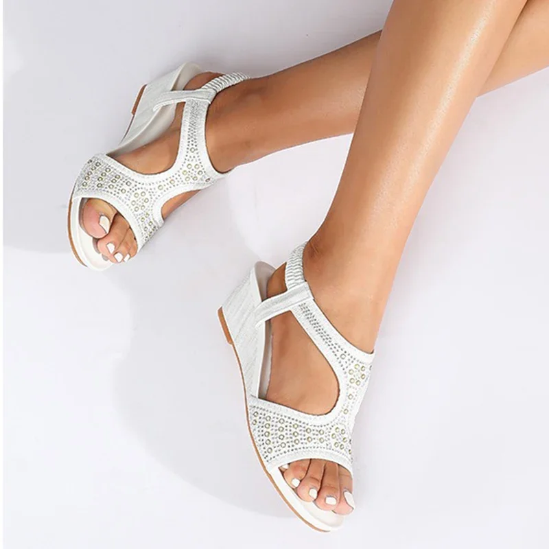 2024 Summer Women 1.5cm Platform 5cm High Heels Sandals Lady Shiny Peep Toe High Heels Female Fashion Peep Toe Outside Sandals