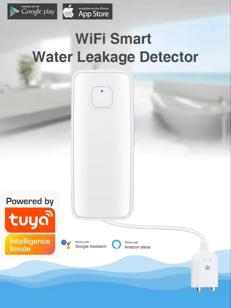 1M/3M/5M Water leakage sensor WIFI leak level Sound Alarm detector security Overflow protection Work with Tuya Smart Life App