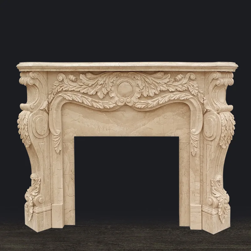 

Luxury Modern Design Natural Marble Freestanding Electric Fireplace Hand Carved Mantelpiece for Home or Villa