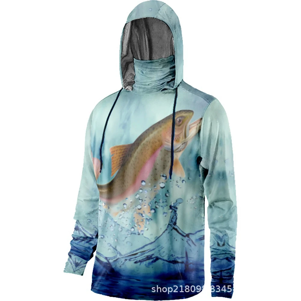 

Summer Long Sleeve Quick Dry Breathable Jerseys Sun Protection Fishing Shirt Hoodie Mask Fishing Clothing