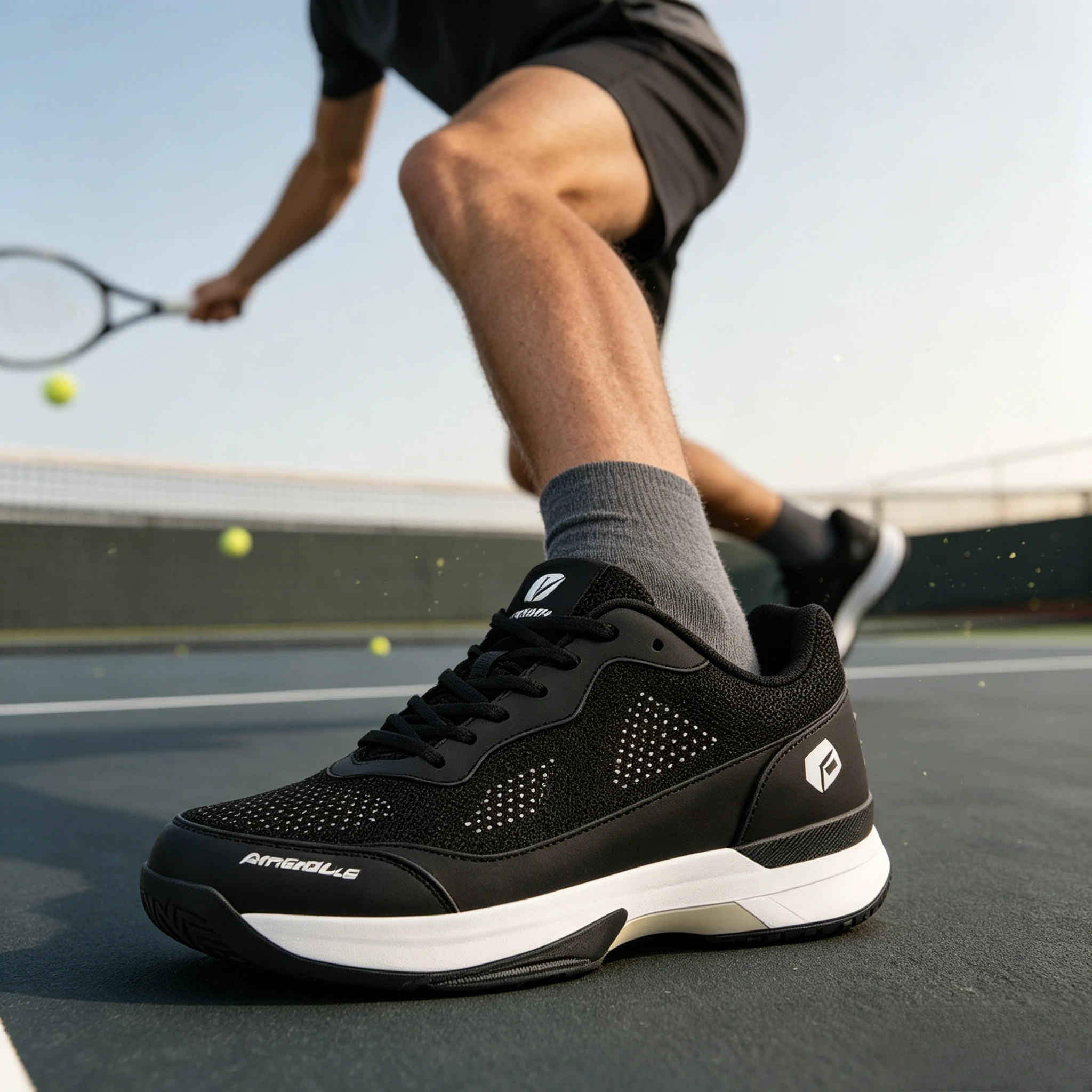 FitVille Men's Tennis Shoes Gym Sports Pickleball Shoes for Men Breathable Casual Sneakers Court Racquetball Athletic Comfort