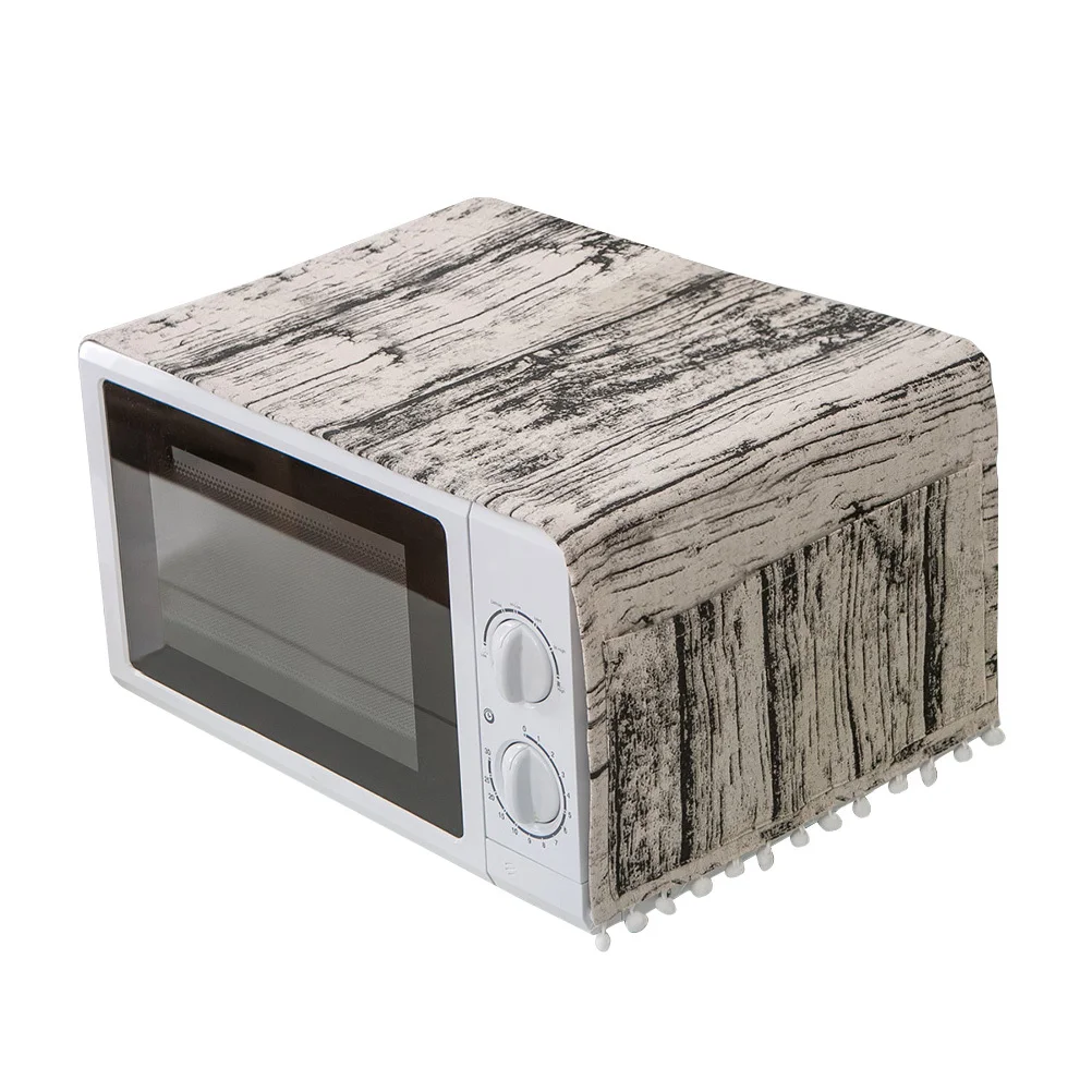 غطاء فرن الميكروويف 30X90 سنتيمتر نسيج الخشب نسيج القطن الغبار برهان غطاء محرك السيارة الواقي لأجهزة المطبخ خمر نمط مكافحة الغبار #5