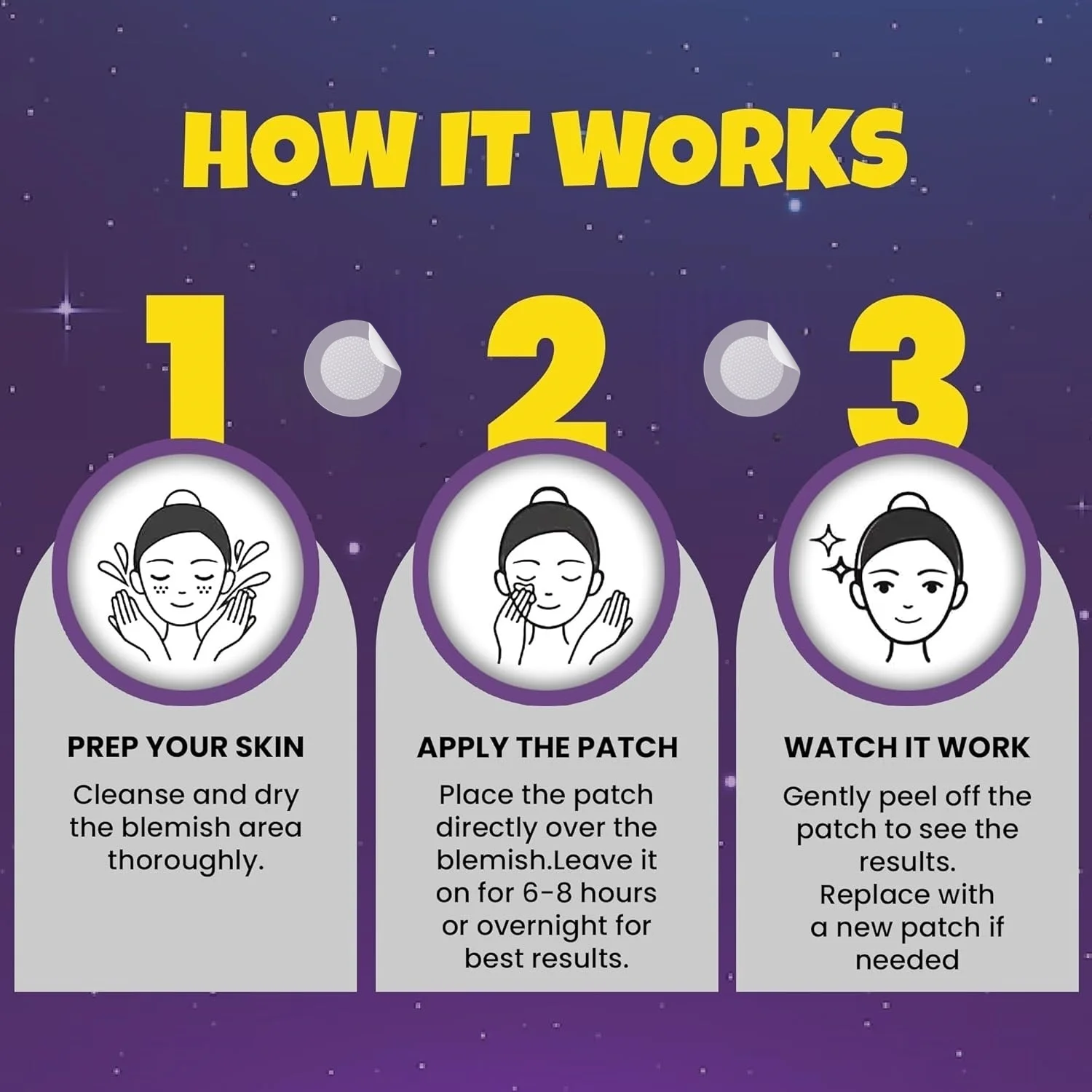 Hydrocolloid Acne Pimple Patch, Hydrocolloid Spot Stickers, Covering Zits and Defect, Nighttime Spot Stickers for Face and Skin view 4