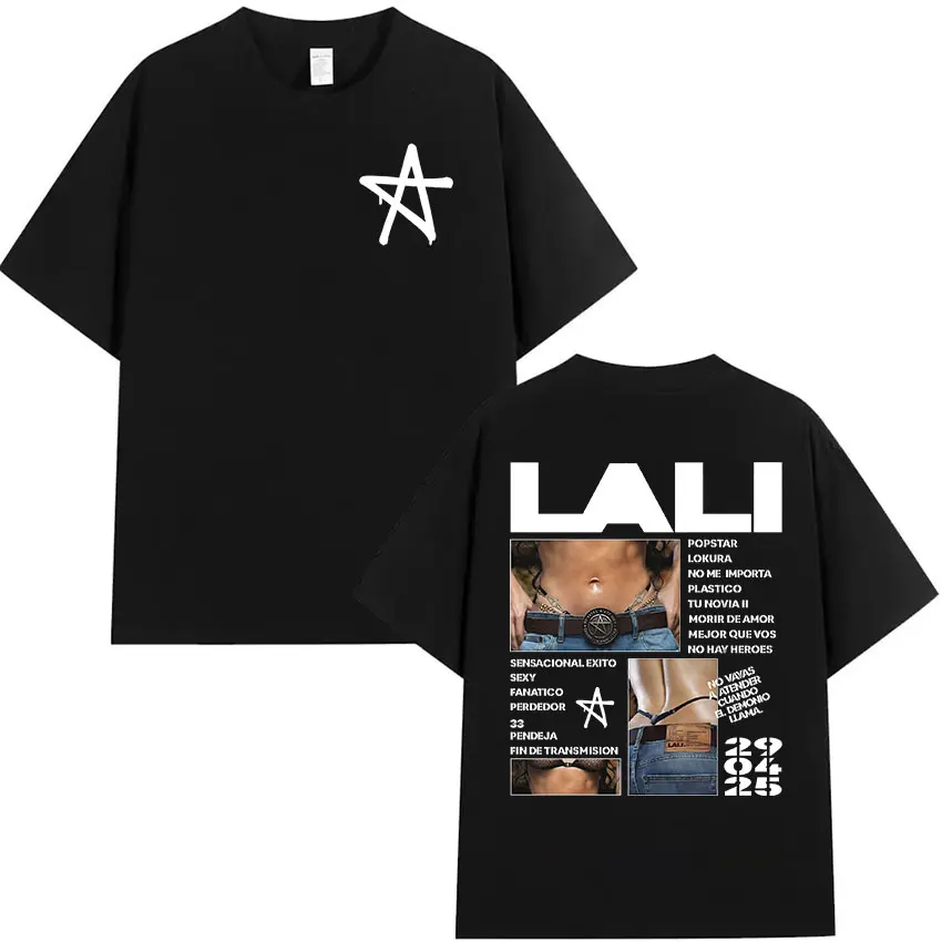 Camisetas gráficas de Singer Lali Esposito Tour Album 2025 Merch para hombre y mujer, Camiseta de manga corta de algodón de Hip Hop a la moda, ropa de calle Y2k