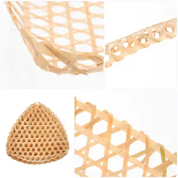 6 ks trojúhelníkových bambusových košíků, multifunkční úložný prostor na jídlo, svačiny, ovoce, domácí použití, tkaný lehký obal 8 nejlepší prodej trojúhelníkové úložné koše - №3