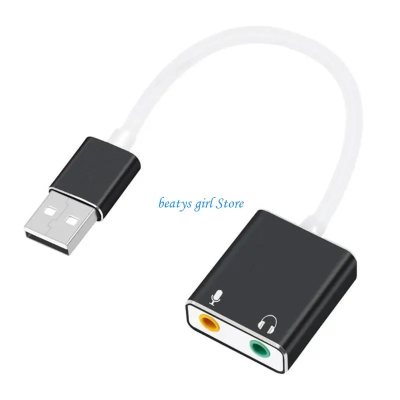 

C7AB Portable USB to 3.5mm Sound Adapter for Headphones Speakers Microphones Jacks