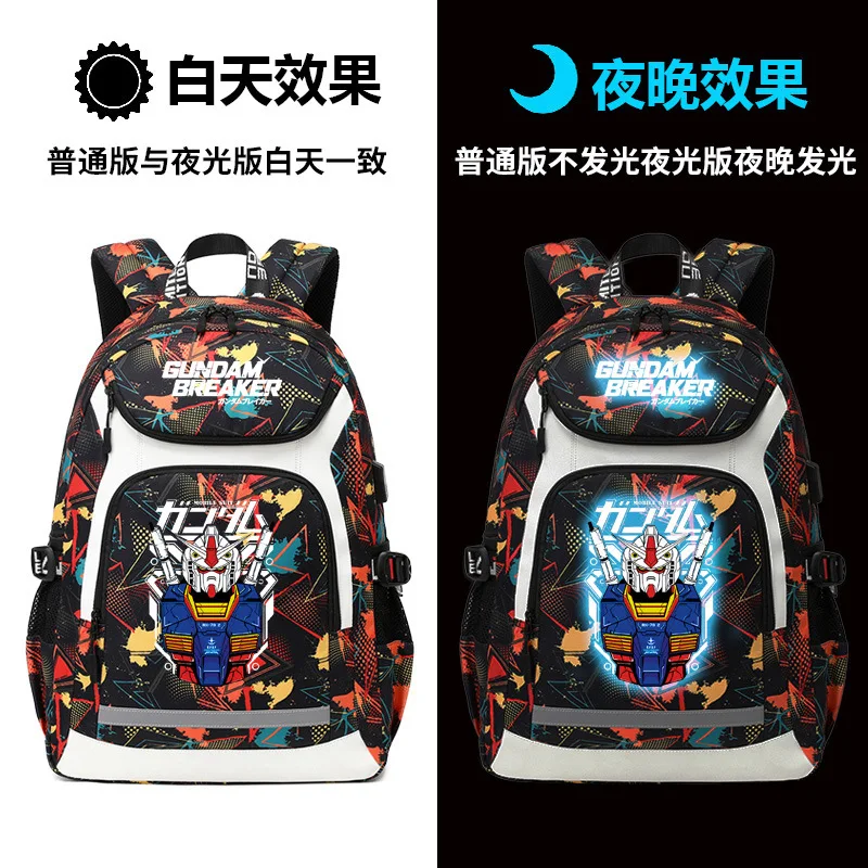 Bandai Gundam Backpack School Bag Learning Stationery for Middle School Students with USB Interface Japanese Peripheral Gifts