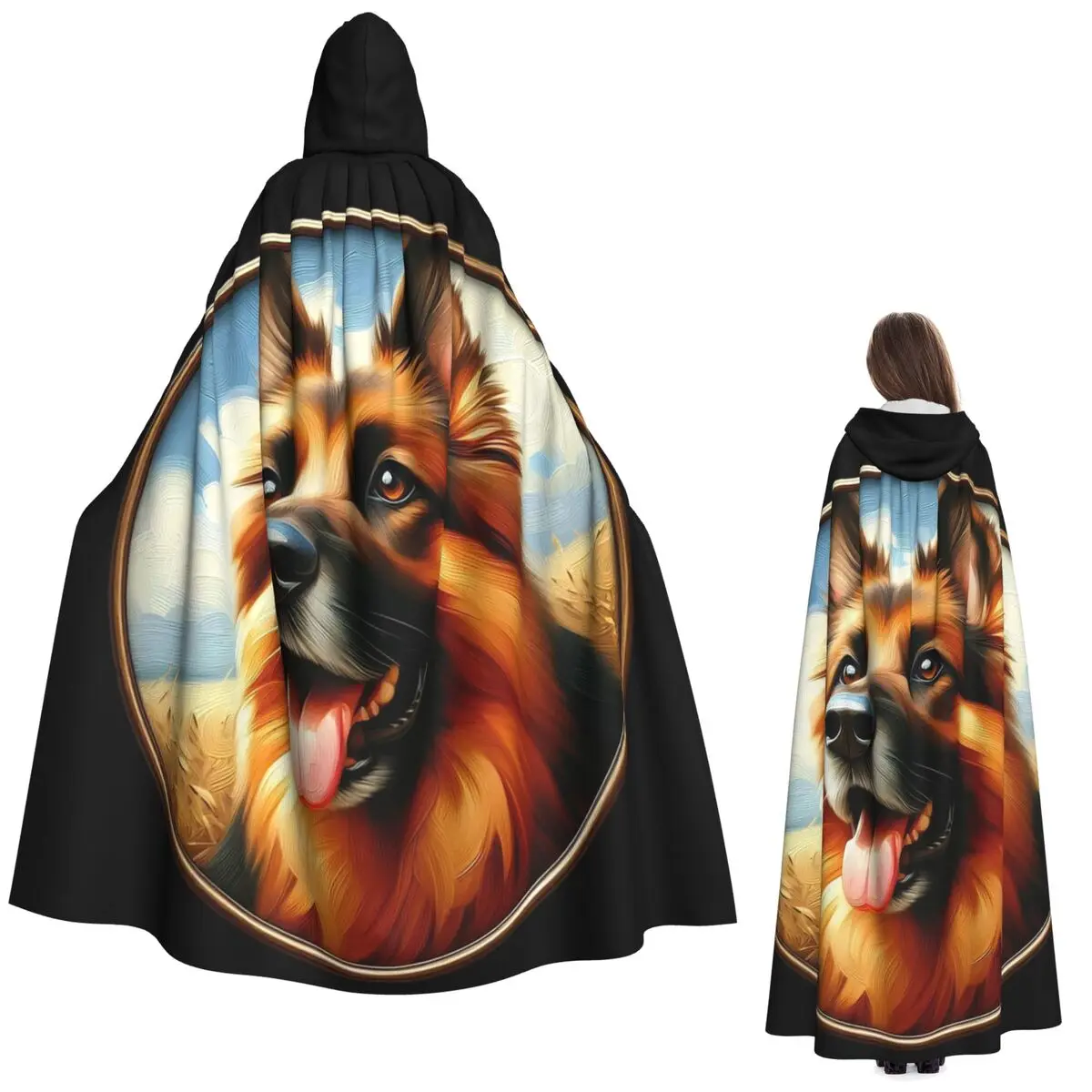 جميل الراعي الألماني طويل مقنعين عباءة الساحرة القرون الوسطى زي تأثيري كيب هالوين مصاص دماء الكبار للجنسين