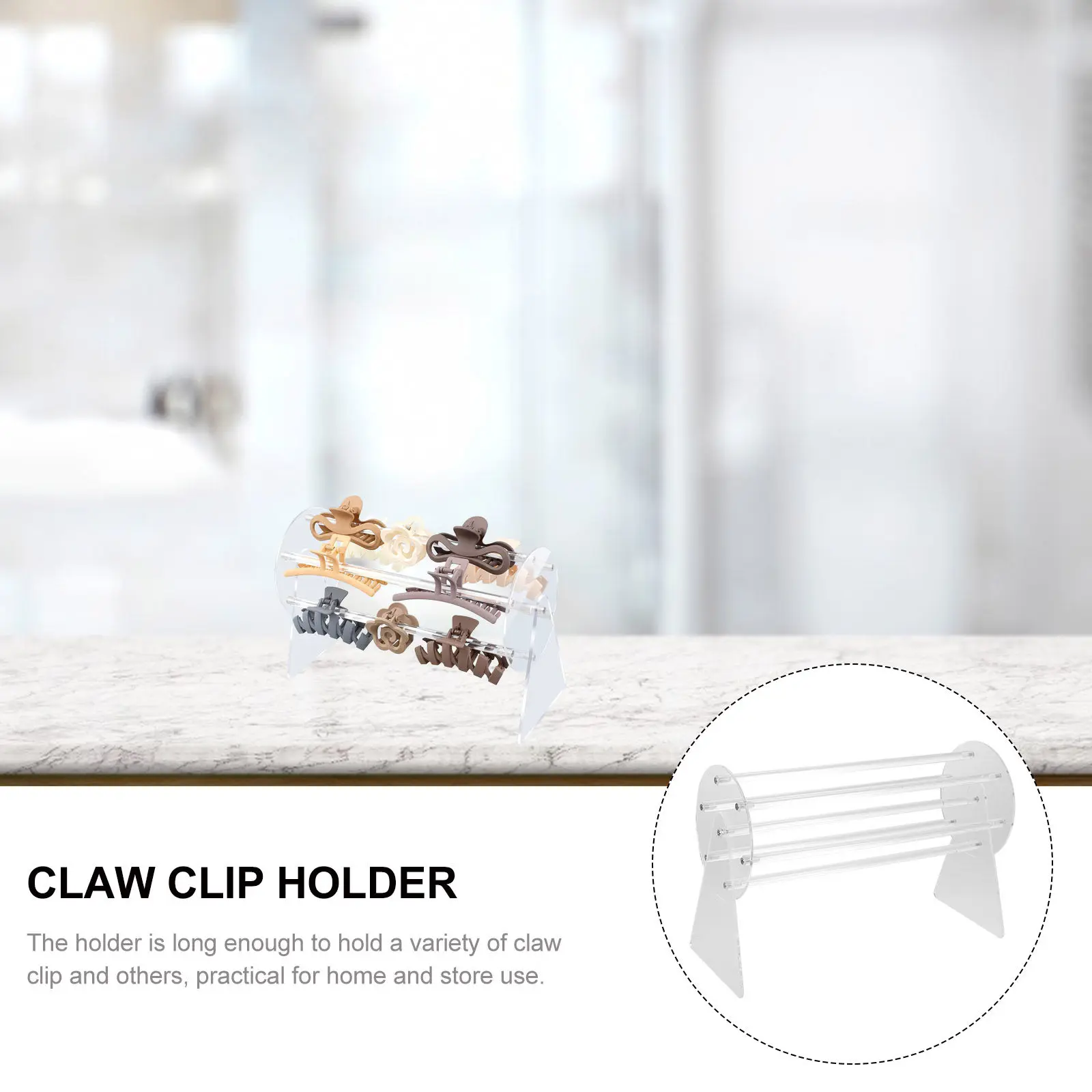 Acrylic Headband Display Rack for Claw Clips Jewelry Organizer Sturdy Desktop Stand with 360-Degree Rotation Hairband Holder