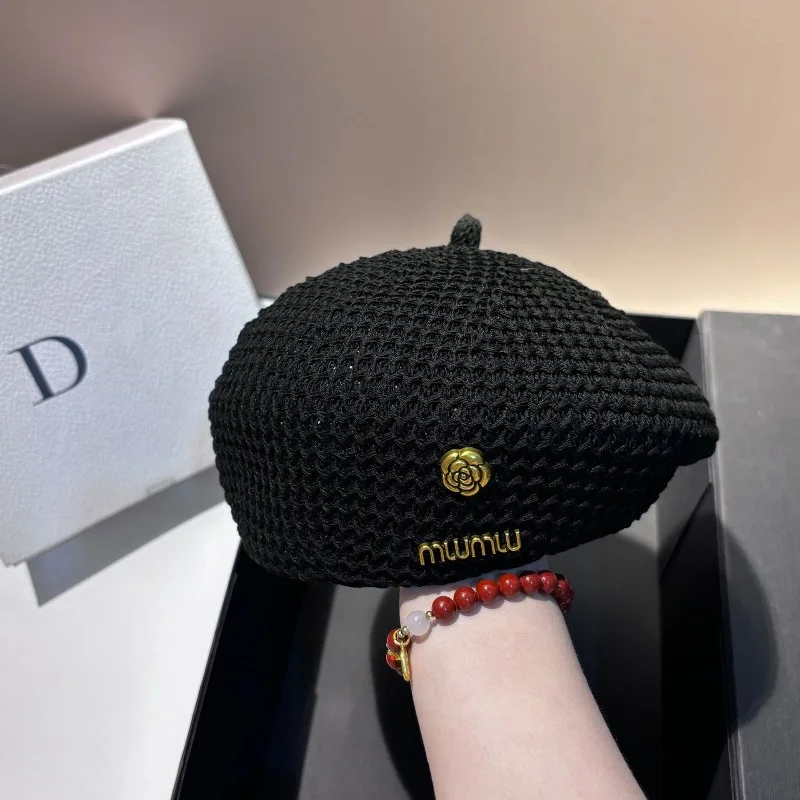 

2025 французский кружевной берет женский с цветочной вышивкой для похудения легкая панама весна-лето на открытом воздухе