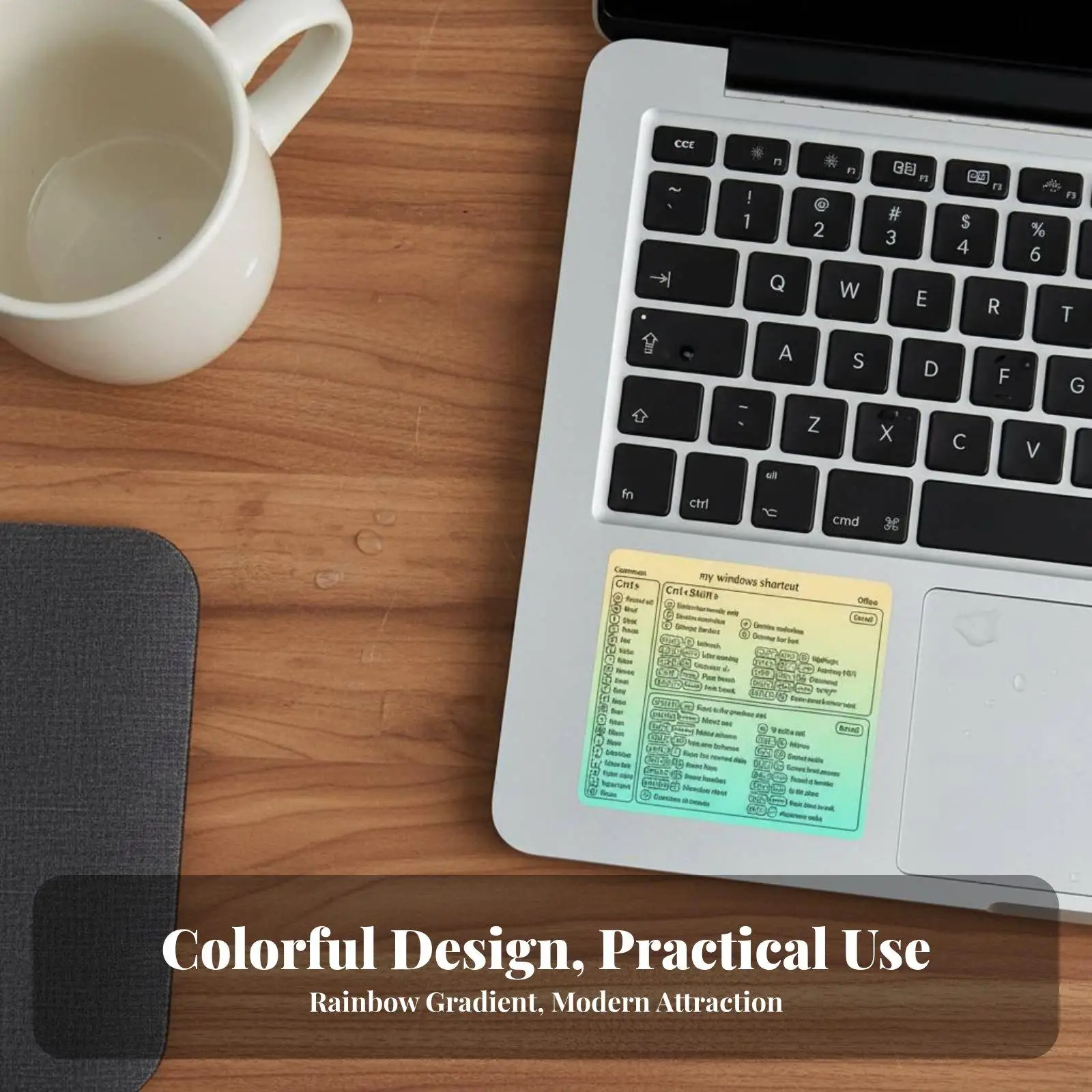 Laptop Keyboard Shortcut Decal Waterproof PVC Sticker for Macbook Pro Air No Bubbles Easy Remove Portable Computer Accessory