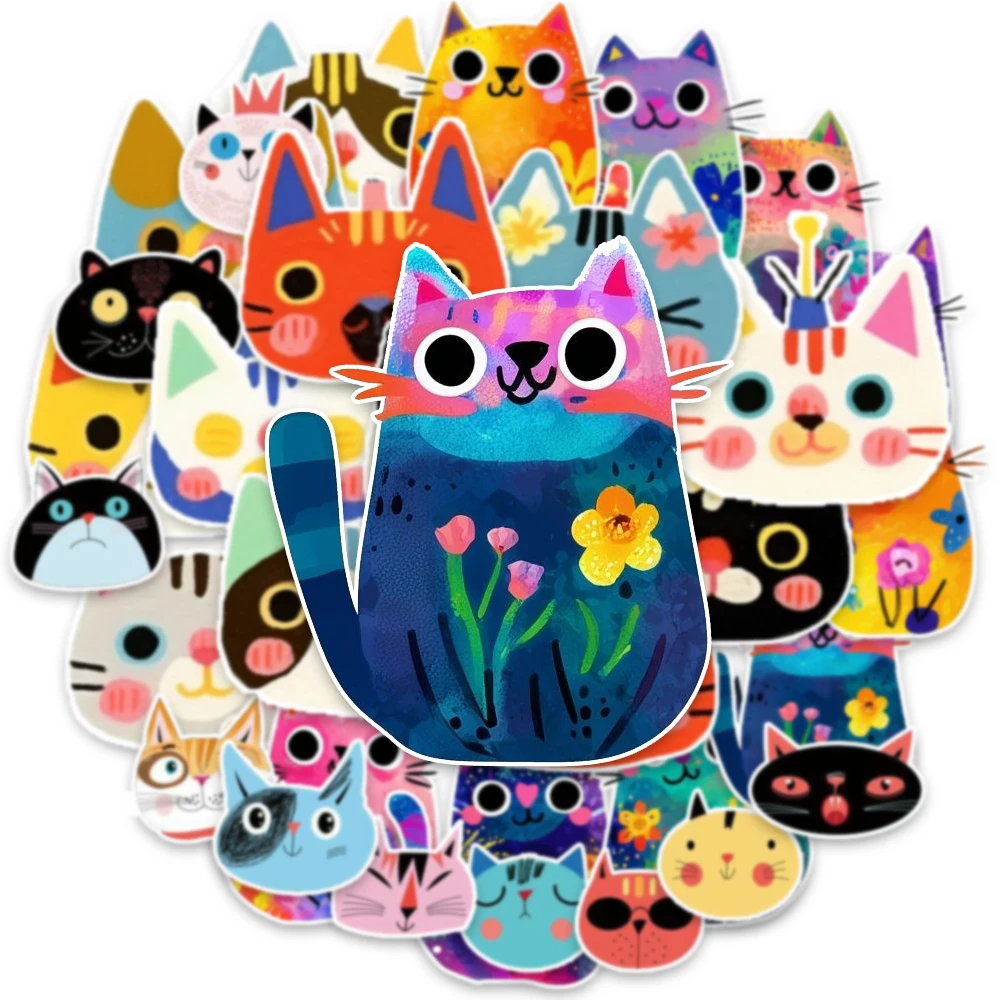 30PCS/세트 귀여운 만화 고양이 시리즈 스티커 DIY 장식 스크랩북 스케이트보드 장식 스티커 크리스마스 선물 장난감