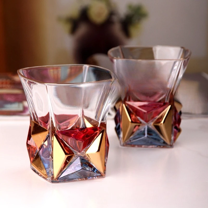 Crystal glass high-value colored wine cup, beer cup whiskey cup