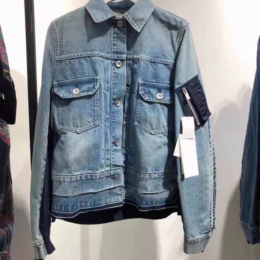 SAC Japanese design sense casual stitching denim jacket