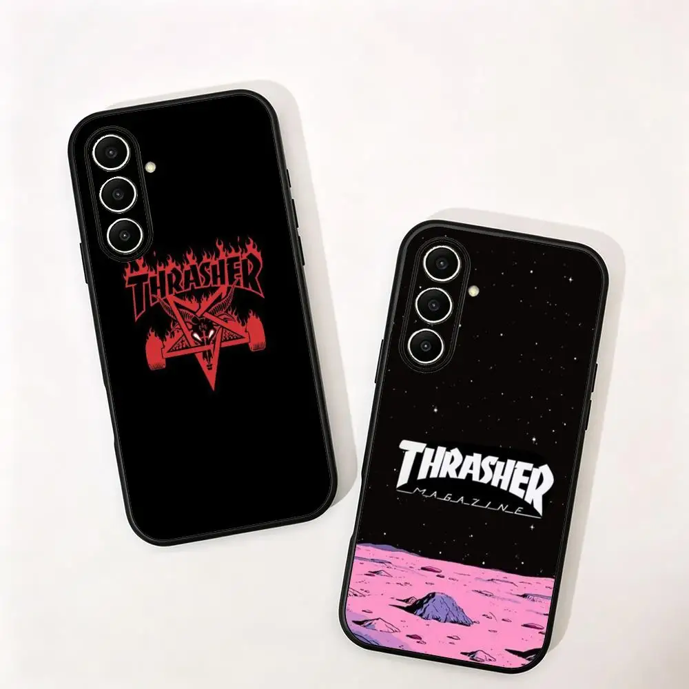 T-THRASHER Fashion Phone Case For Samsung Galaxy S26 S25 S24 S23 S22 S21 S20 Plus Ultra Note20 Soft Black
