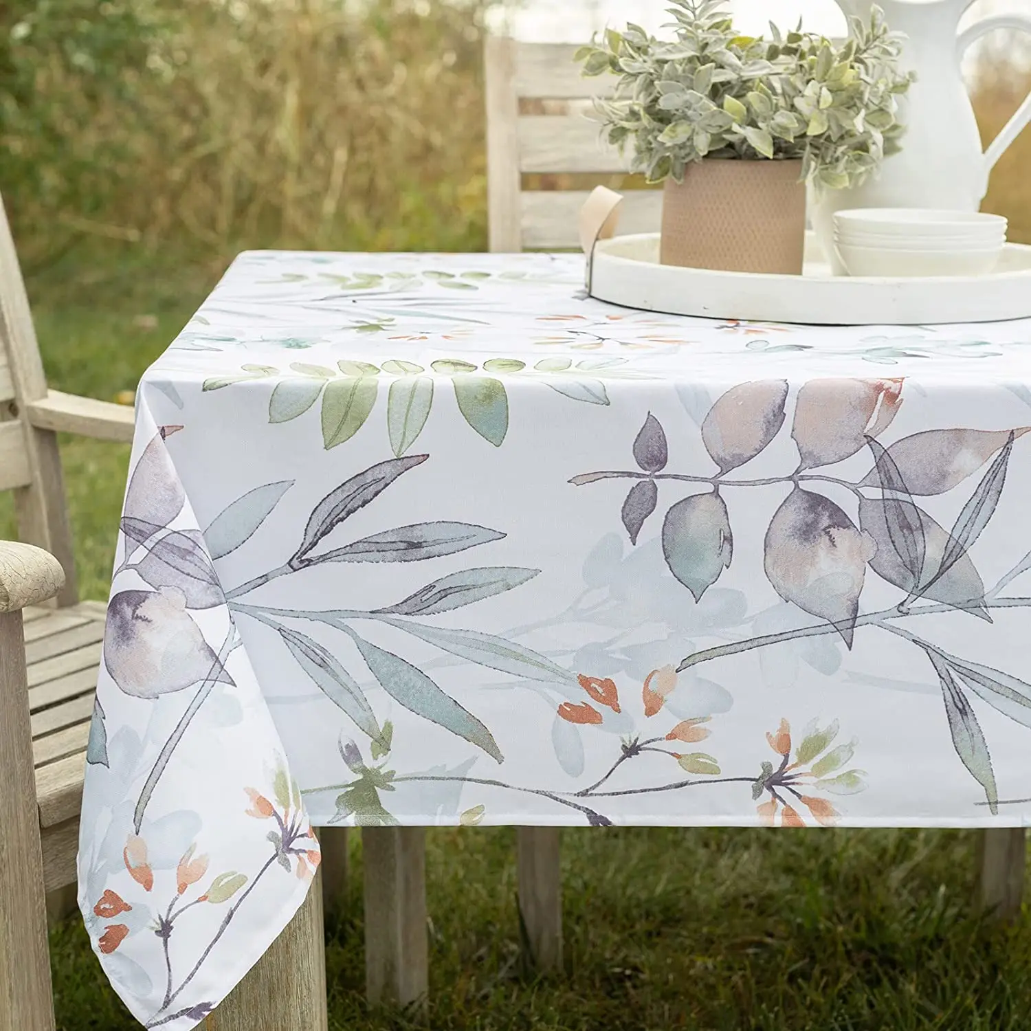 Summer Plant Flower Print Simplicity Tablecloth Suitable Kitchen Table Picnic Home Decoration Waterproof Polyester Tablecover