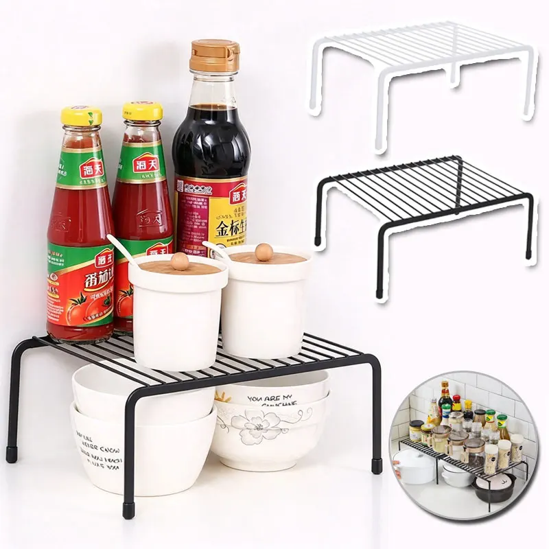 Iron Kitchen Storage Rack Closet Shelf Dish Drying Rack Spice Jars Holder Seasoning Bottles Shelves Spice Rack Kitchen Organizer