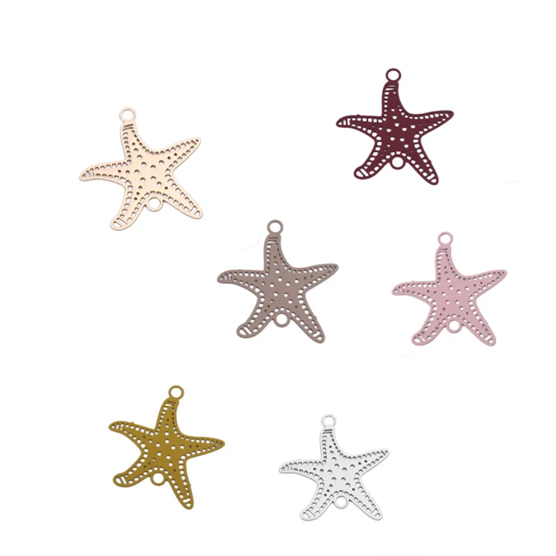 

DoreenBeads Copper Filigree Stamping Connectors Star Fish Light Coffee Colorful Jewelry DIY Findings Charms 21mm x 20mm, 20 PCs