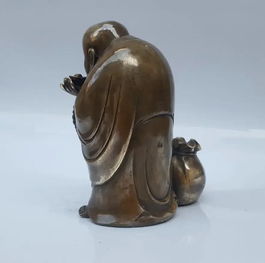 Pure copper Maitreya Buddha pen holder metal crafts pure copper Maitreya Buddha ornaments