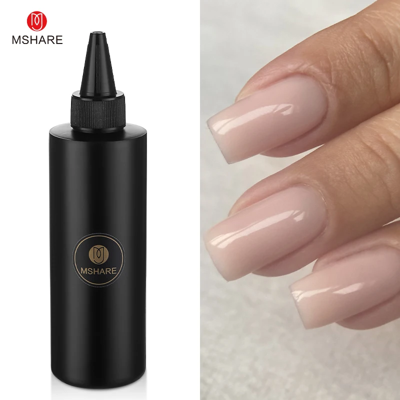 MSHARE 250 ml Gummibasis-Gel-Tarn-Nachfüllung, milchig rosa, weiß, glitzernd, goldfarben, französische Maniküre, Farbbasis, großes Volumen