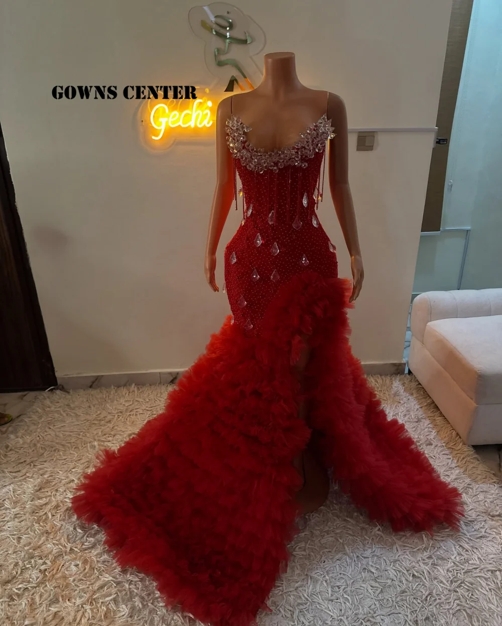 Red Tulle Train Aso… - image