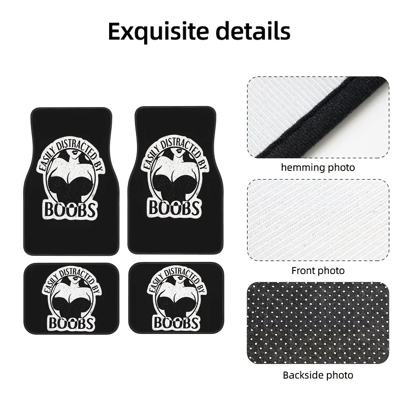 Set Of 4 Colorful Design Car Floor Mats | Durable, Easy-to-Clean Polyester, Universal Fit For All Cars, Ideal For Any Weather, P
