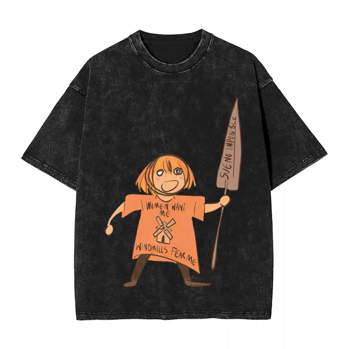 مضحك دون كيشوت من شركة Limbus تي شيرت رجالي مطبوع بلايز فضفاضة ونحيفة تناسب القمصان النسائية