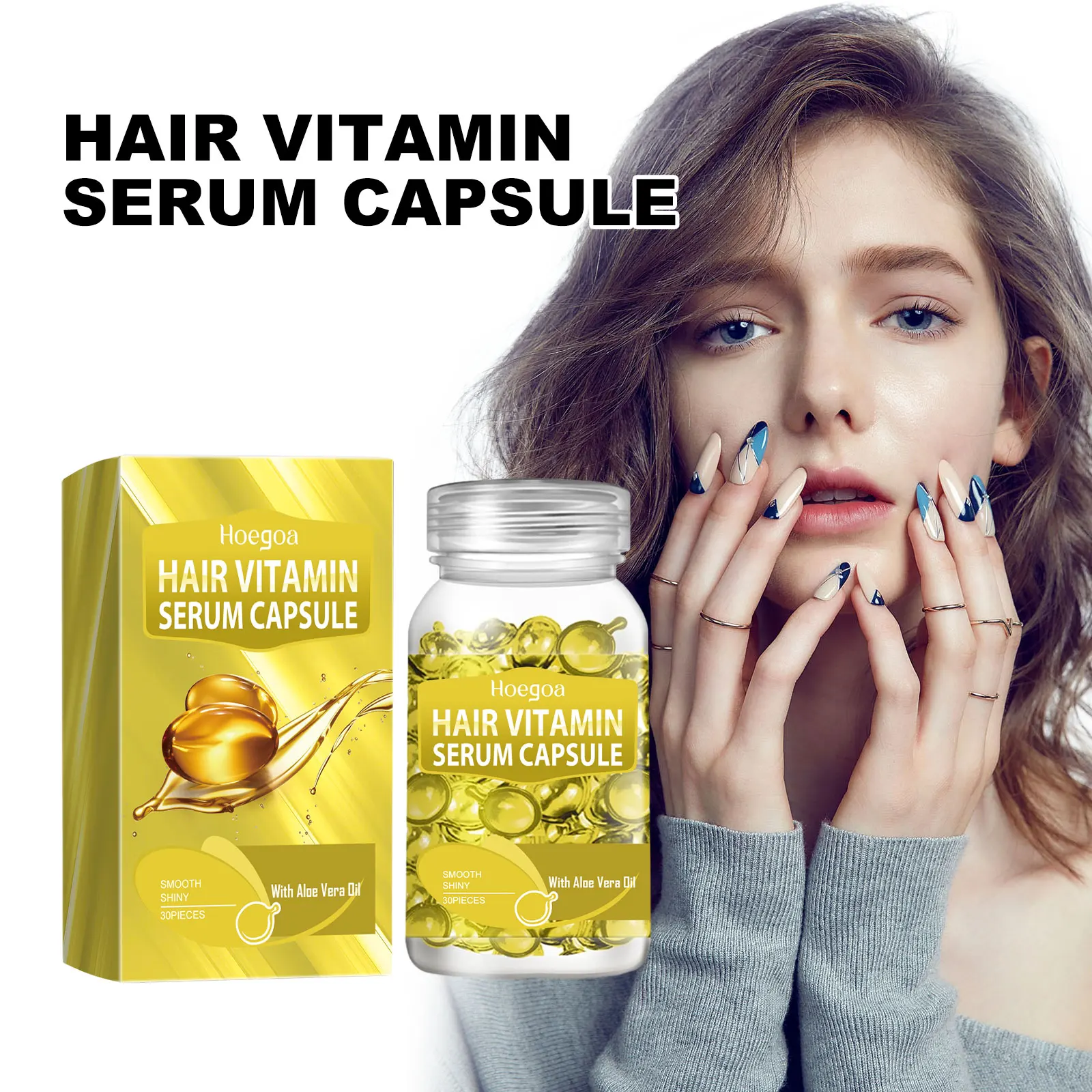 Cápsula de suero vitamínico para el cabello, masaje para mantener el crecimiento, reducir la pérdida, reparar el encrespamiento, tratamiento para mejorar el cuidado del cabello rizado, cápsula de aceite