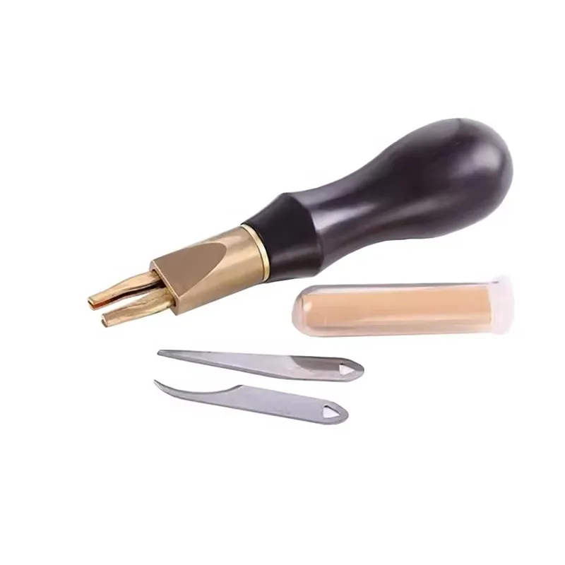 D2 Steel Leather Carving Knife with 2 Replaceable Hollow Blades & Ebony Handle | Precision DIY Leathercraft Cutting Tool