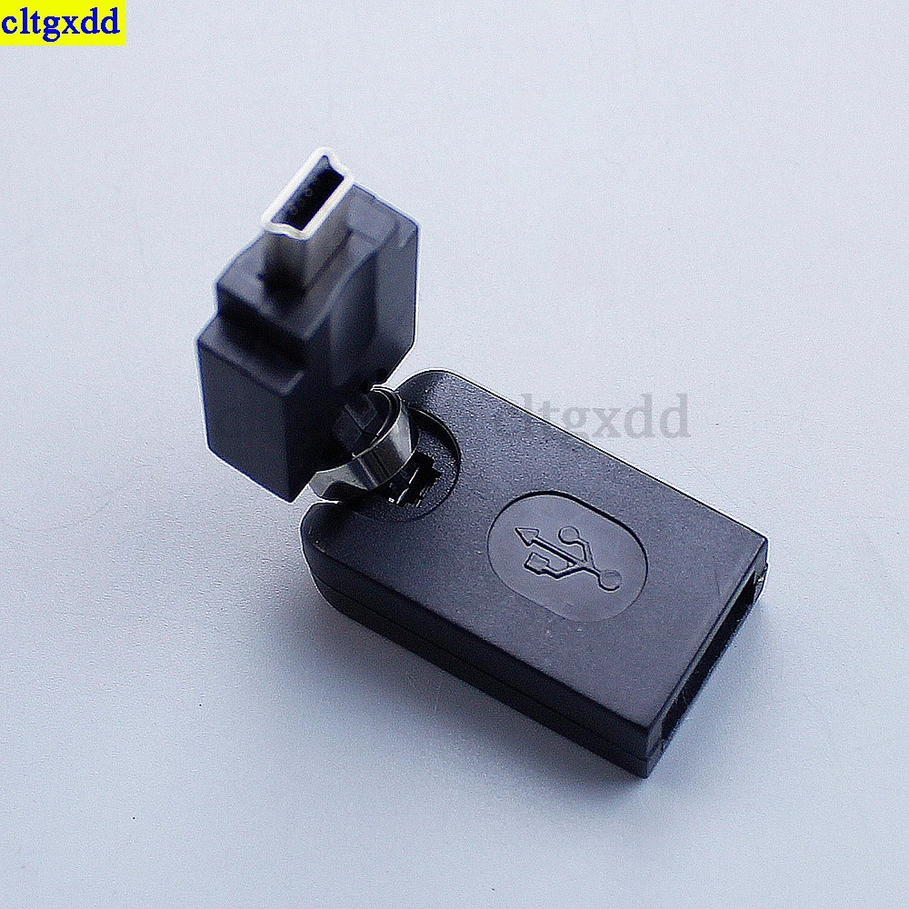 Cltgxdd 1 pezzo angolo di rotazione di 360 gradi mini 5 pin a USB 2.0 cavo dati adattatore OTG per auto, lettore di schede USB esterno di navigazione