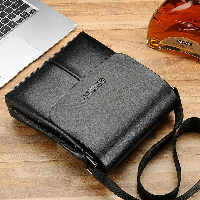 Bolso de hombro de cuero para hombre, bandolera pequeña para el trabajo