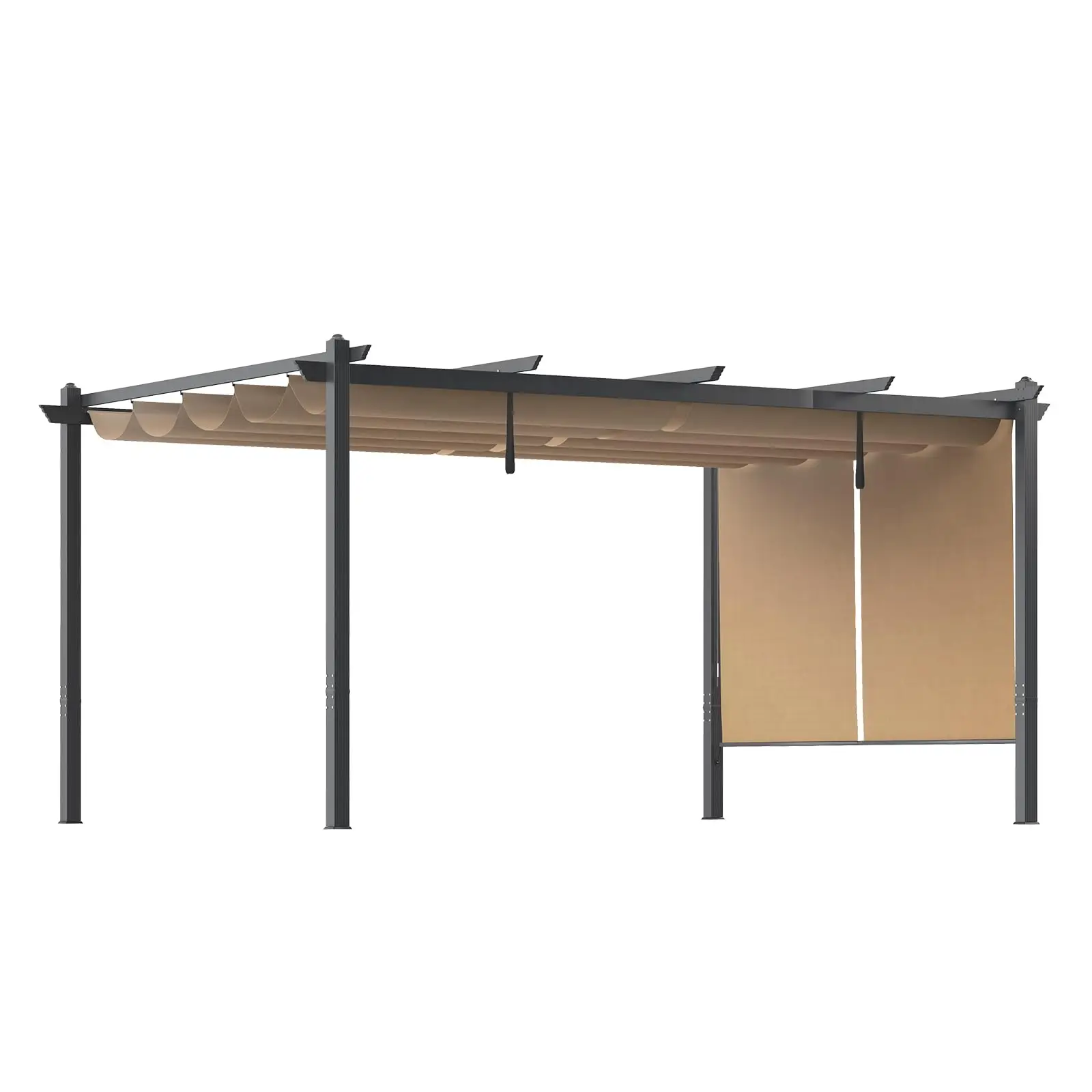 12 x 14 Ft Outdoor Pergola, Retractable & 1 Side Shade for Patio Backyard Garden Deck