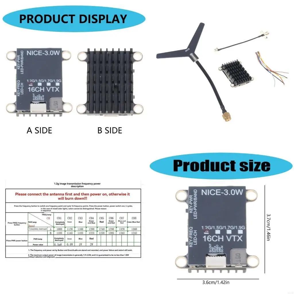 

462E 1.2/1.5/1.7/1.9Ghz Wireless Transmission Communication Module for UAV and Large Area Surveillances Real time Video
