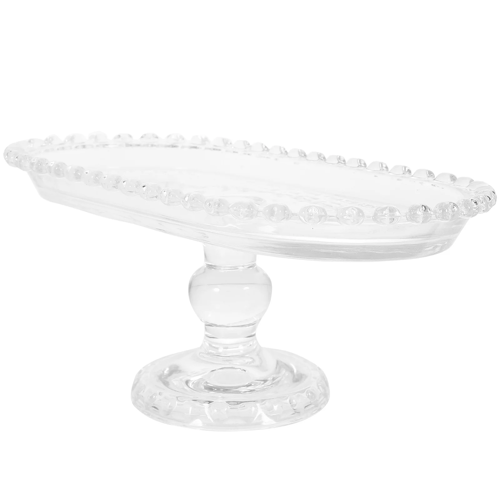 

Chic Glass Fruit Plate Footed Dessert Stand Elegant Retro Design Material Smooth Edges Multiuse Food Tray Cupcakes Nuts