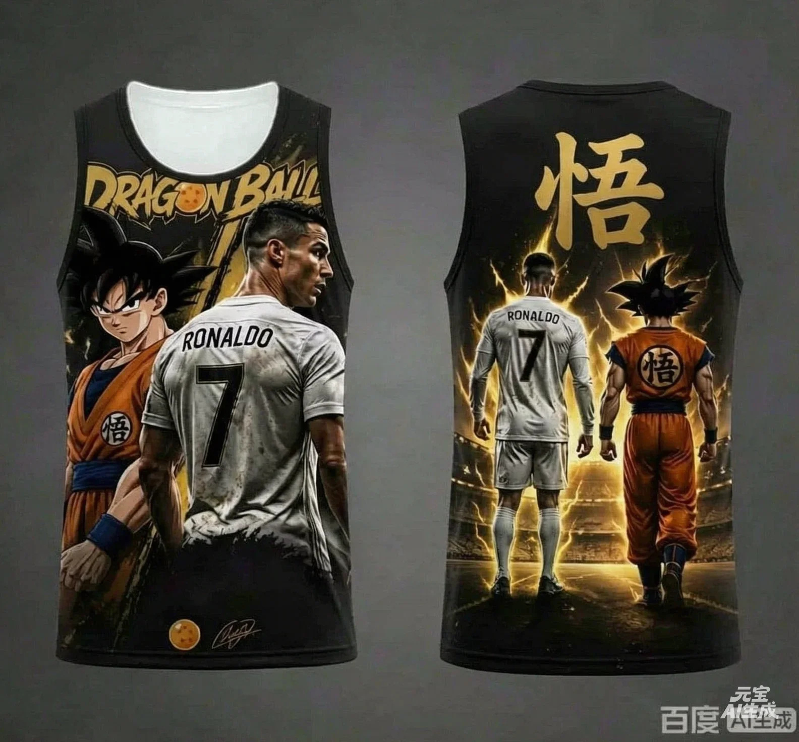 26/27 Dragon Ball Wukong Ronaldo 7 3D Printed Anime Football Quick Drying Parent Child Breathable Street Sports Tank Top