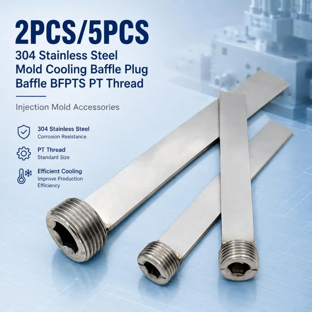 2PCS/5PCS 304 Stainless Steel  Cooling Plug Baffle Mold Cooling Insert BFPTS PT Thread Water Cooling Mold Parts