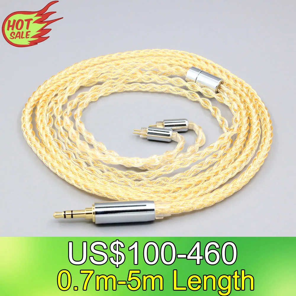 

LN008422 8 Core 99% 7n Pure Silver 24k Gold Plated Earphone Cable For 0.78mm 2pin BA W4r UM3X UM3RC JH13 High Step