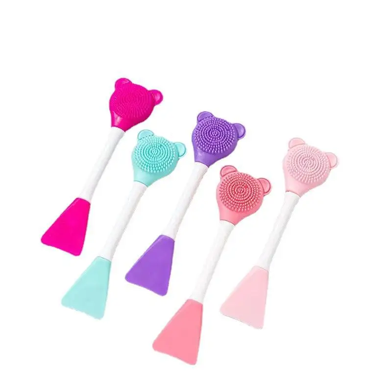 Bear Silicone Double Head Facial Mask Brush Mask Adjusting Beauty Mud Film Facial Brush Makeup Tools Blackhead Removal