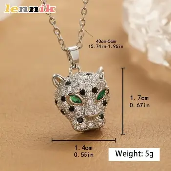 LENNIK 女士鈦鋼項鍊,豹頭鑲嵌鋯石,不褪色,歐美風格,輕盈奢華獨特 10 最佳銷售 豹紋項鍊 - №2