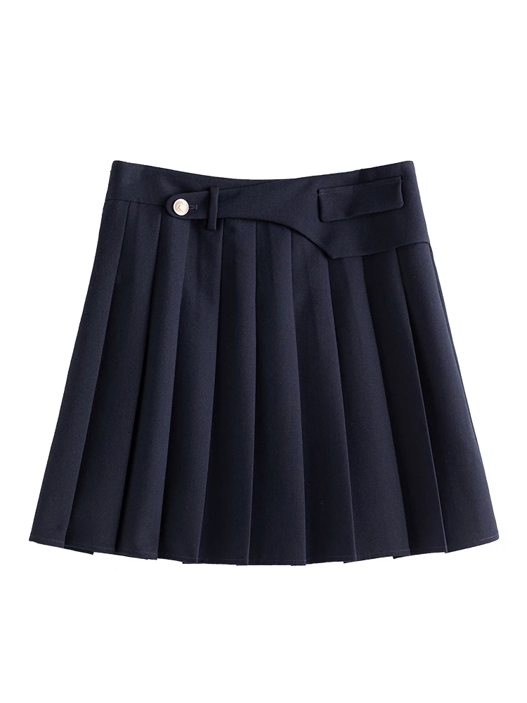 DUSHU Urban Campus Slimming Pleated Skirt for Women Spring New High Waist College Style Age-reducing Solid Color Mini Skirts