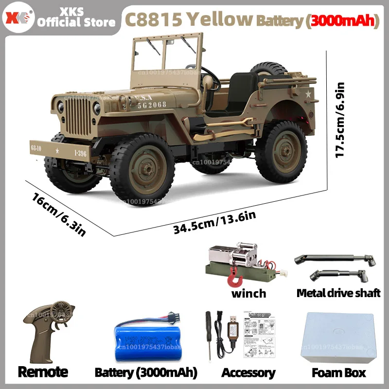 XKS JJRC C8815 1:10 Willys 1941MB schaal RC auto 2.4G 4WD afstandsbediening militair terreinwagen voor kinderen en volwassenen