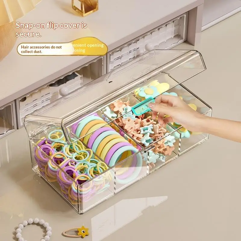 1/4 Grid Makeup Brush Storage Box Clear Hair Jewelry Box With Lid Dustproof Sponge Organizer