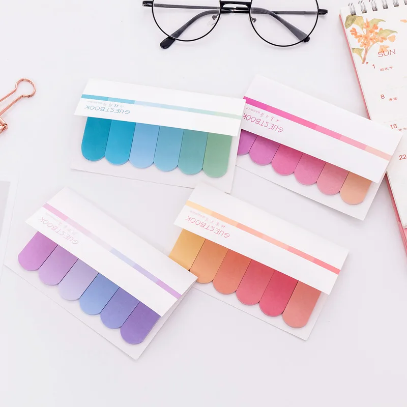 120 Sheets Index Stickers 6-color Gradient Office Learning Memo Note N Times Sticky Notes Memo Pad Cute Stationery Decoration