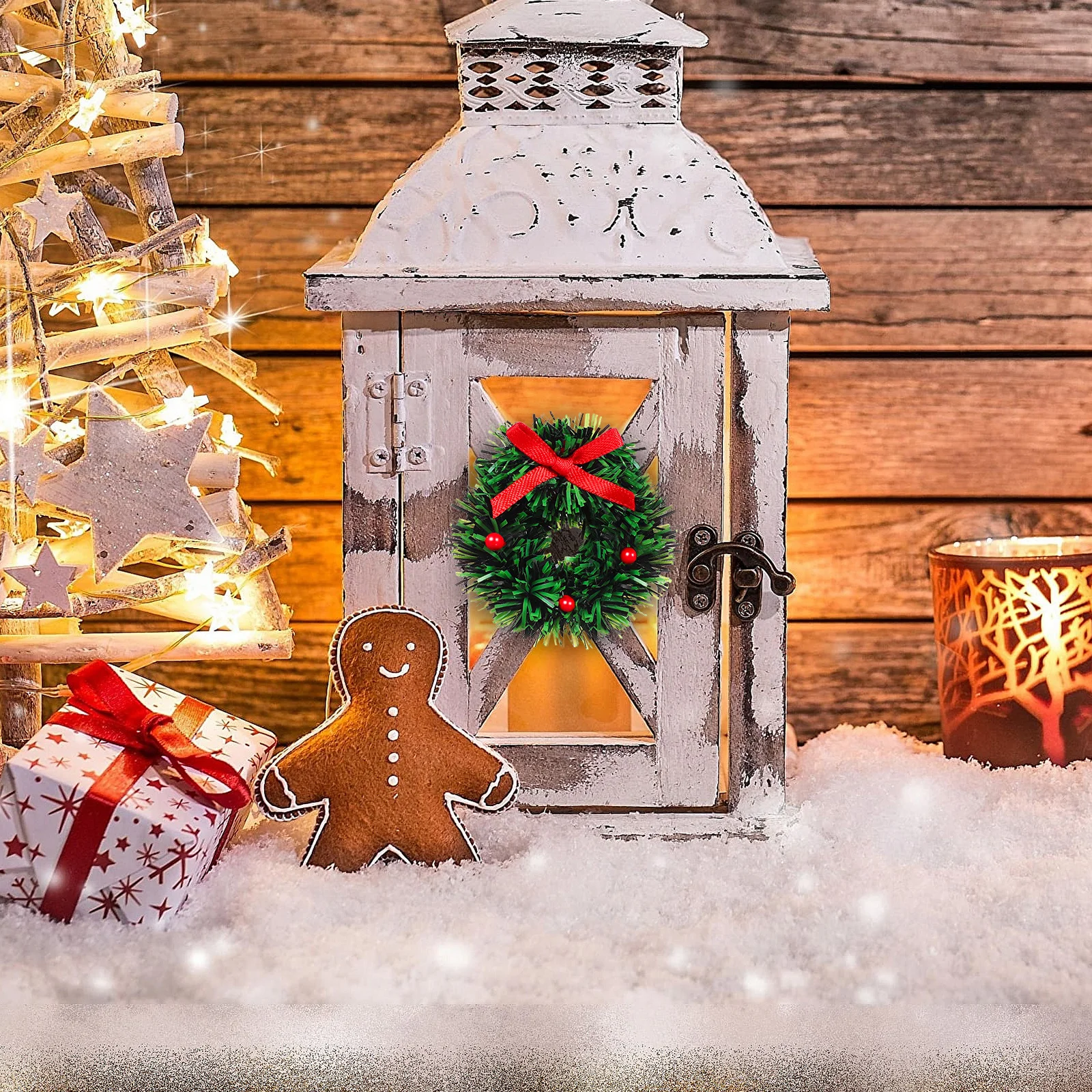 

5 Pcs Christmas Accessories Miniature Wreath Wreaths Small Miniatures Ornaments Decorative Holiday