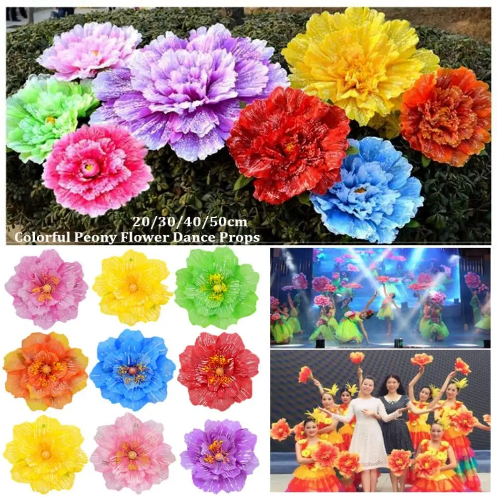 Peonías de tela para danza – Flores de mano para actuaciones - imagen 3