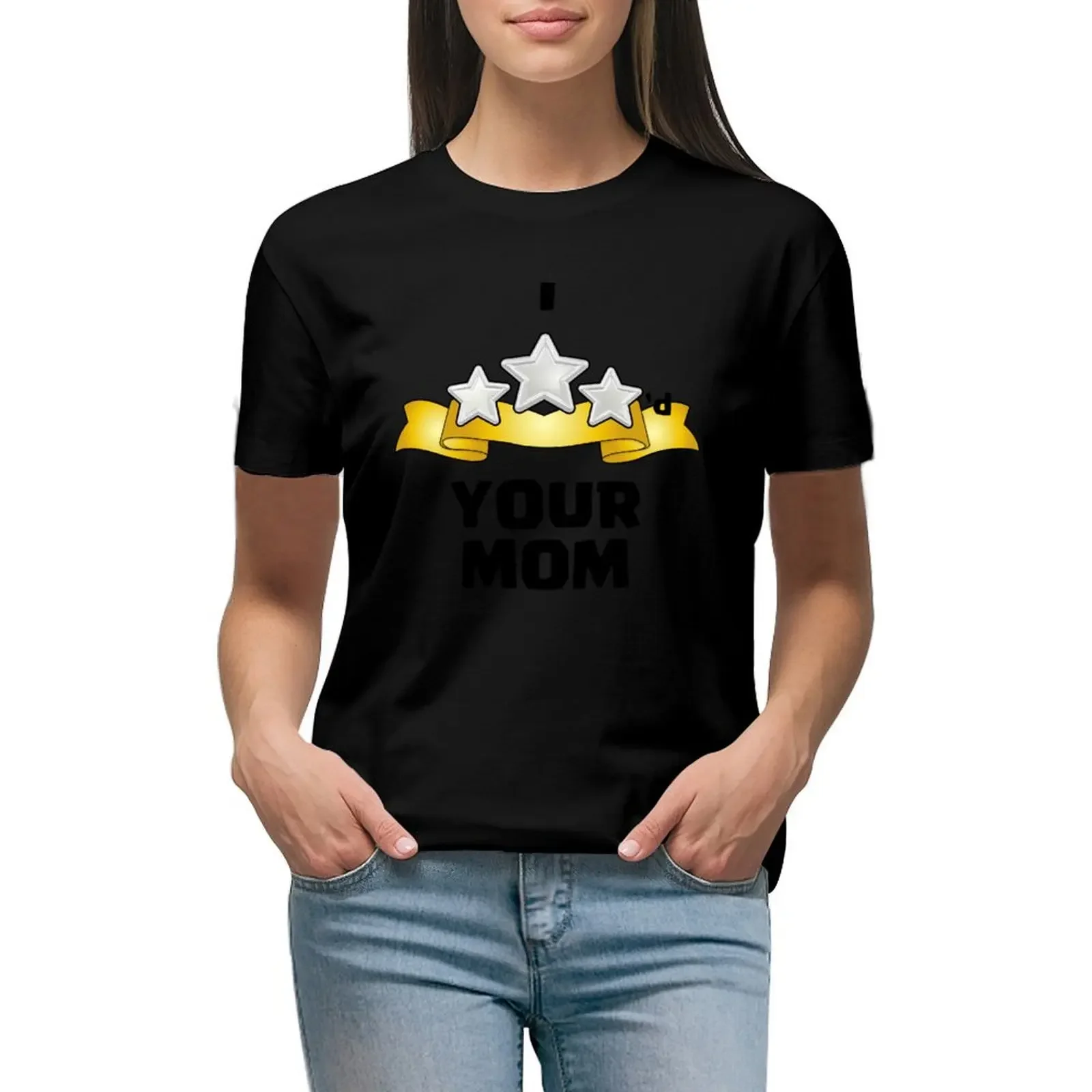 

I Three Starred Your Mom - Silver T-Shirt sublime cute tops anime clothes cropped t shirts for Women