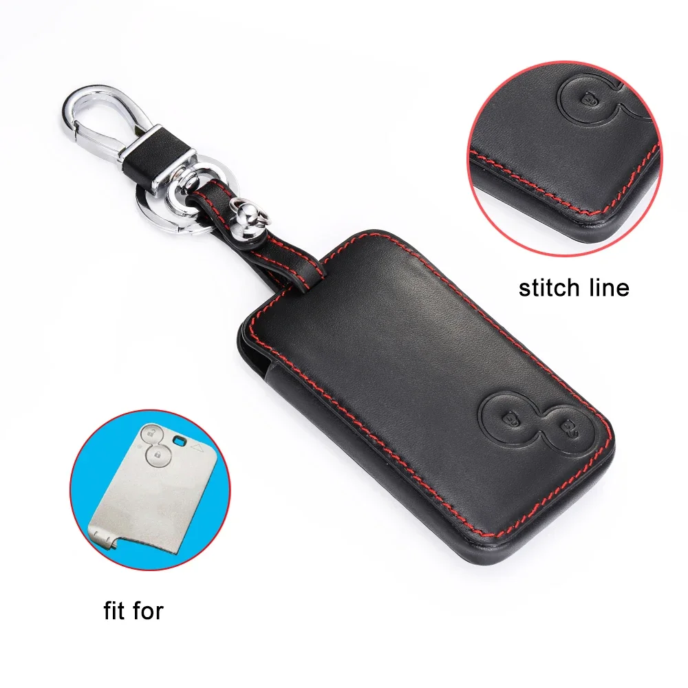 Genuine Leather Car Key Case Keychain Protector Holder Accessories for Renault Laguna 2 Buttons Smart Remote Fob Shell Cover