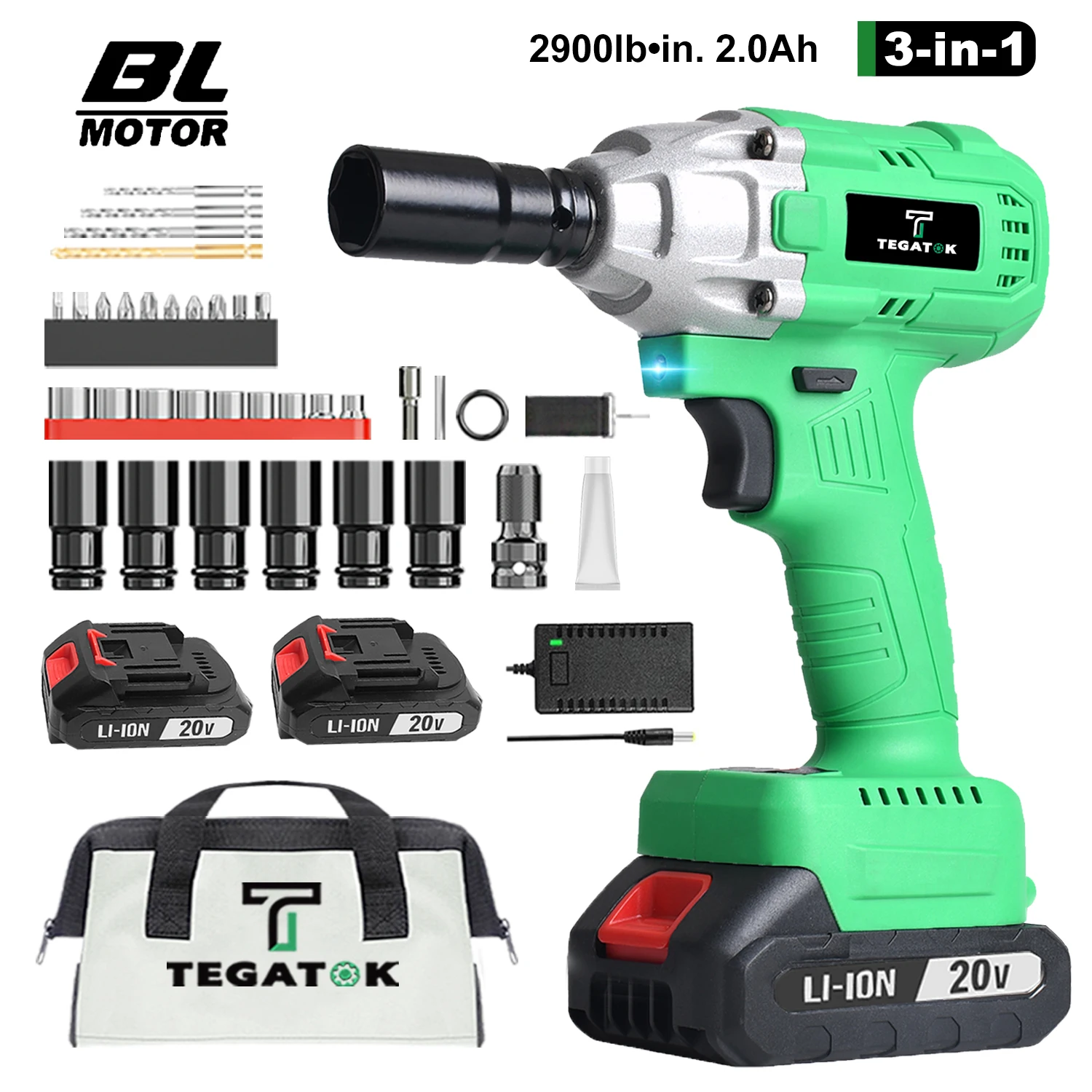 Tegatok Cordless Impact Wrench High Torque,430NM,1/2