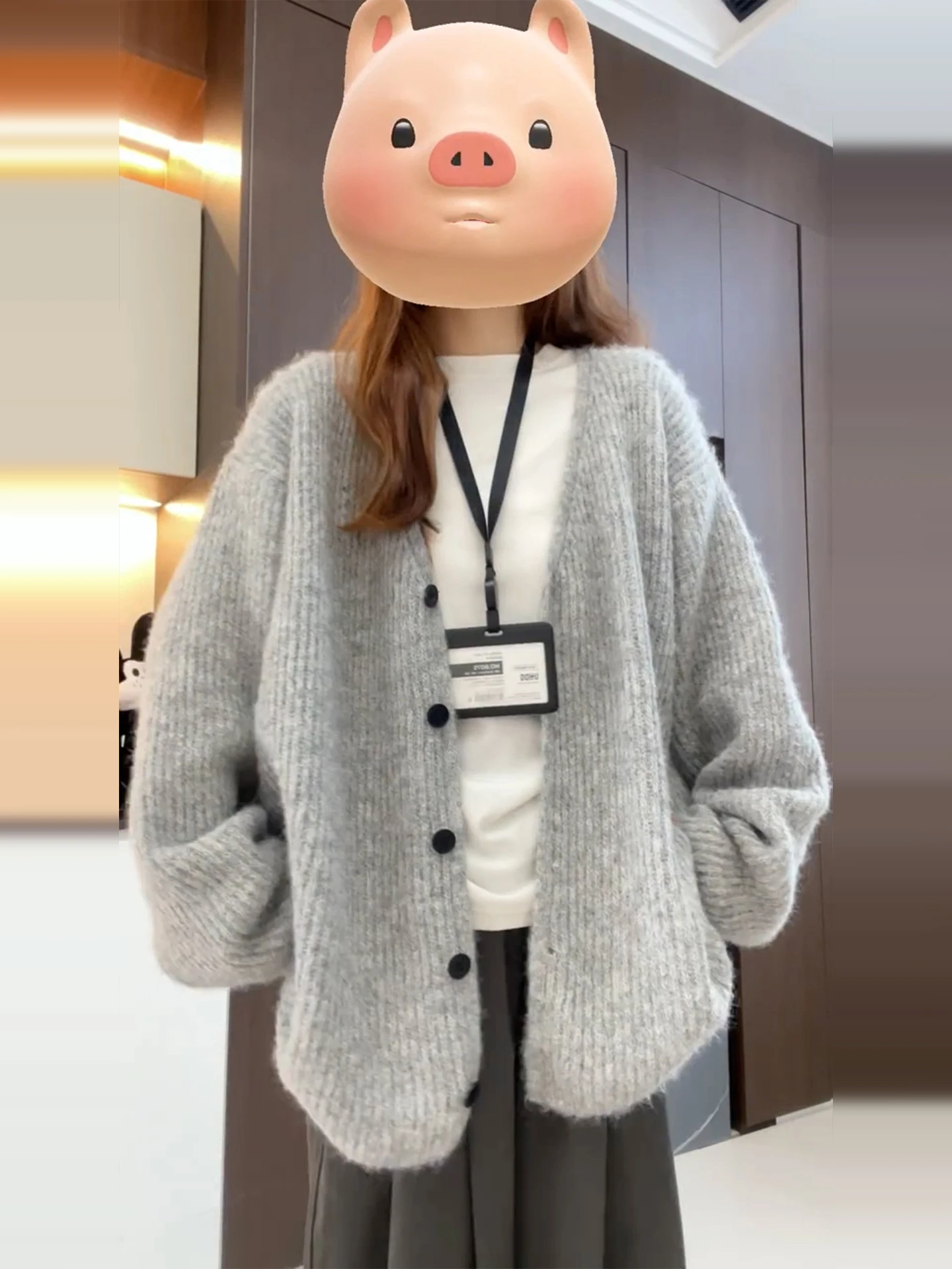 

Loose Fit ey Knitted Sweater Cardigan Women's Sle Korean Lazy Feel Autumn Winter New Arrival High End Slimming Outerwear